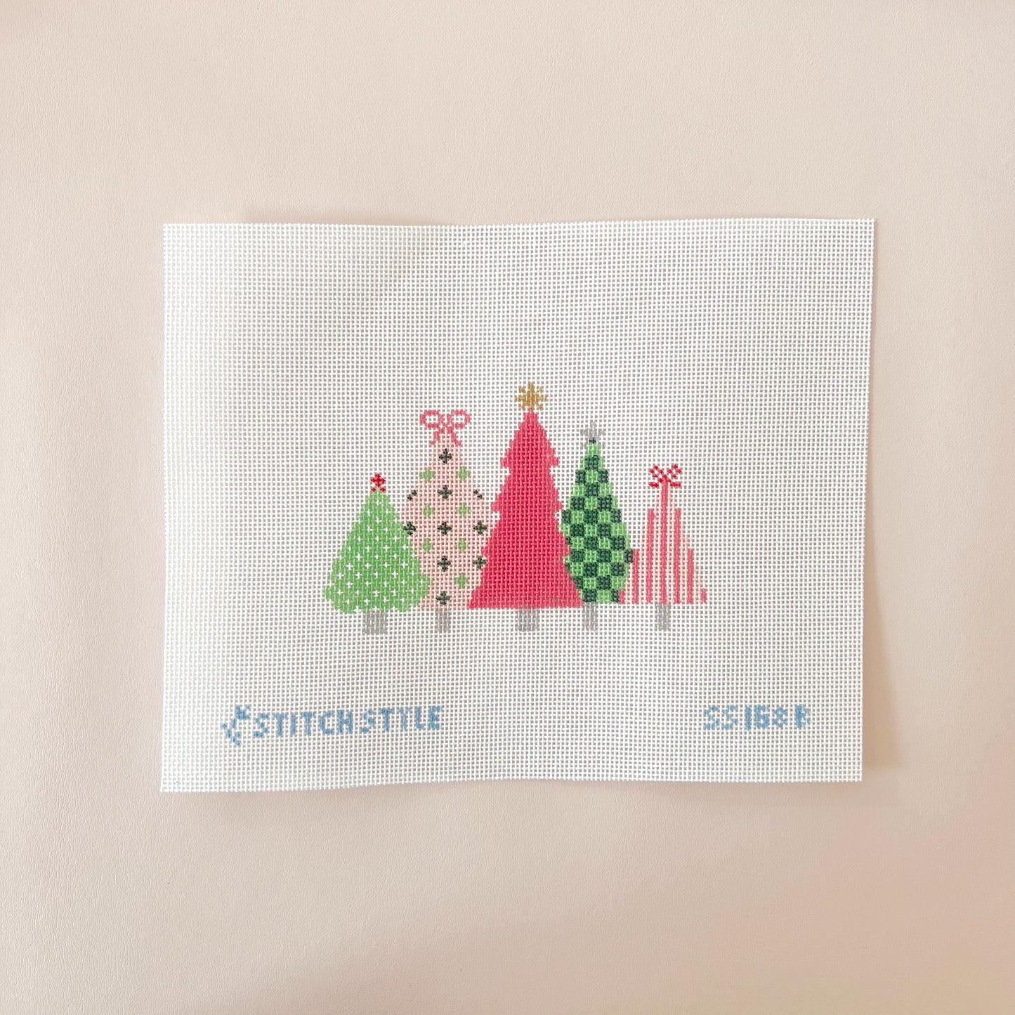 Line of Trees Needlepoint Canvas, 18 Mesh