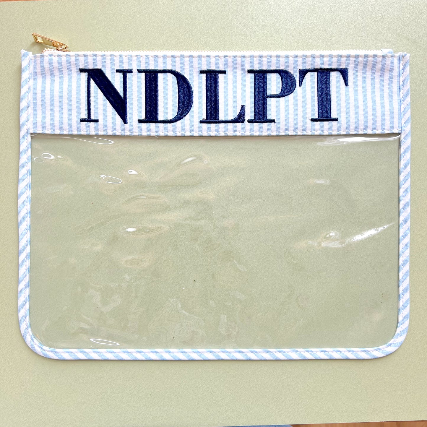 Light Blue and White Stripped with Dark Blue NDLPT Canvas Bag
