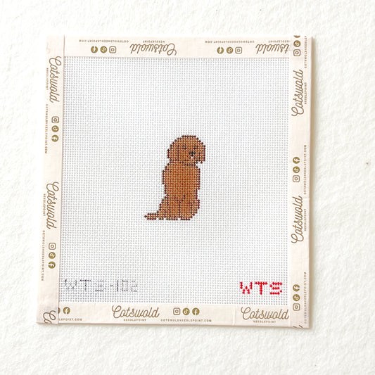 Mini Golden Retriever Needlepoint Canvas, Hand Painted Golden Retriever Needlepoint, 18 Mesh, Mini Dog Needlepoint Canvas, 1.5x2.5 Design