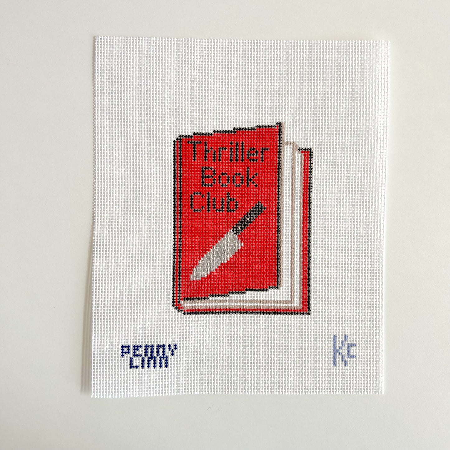 Thriller Book Club Red Needlepoint Canvas, 13 Mesh, 3.75" x 5" Design Size