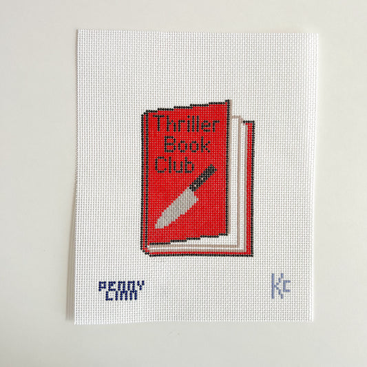 Thriller Book Club Red Needlepoint Canvas, 13 Mesh, 3.75" x 5" Design Size
