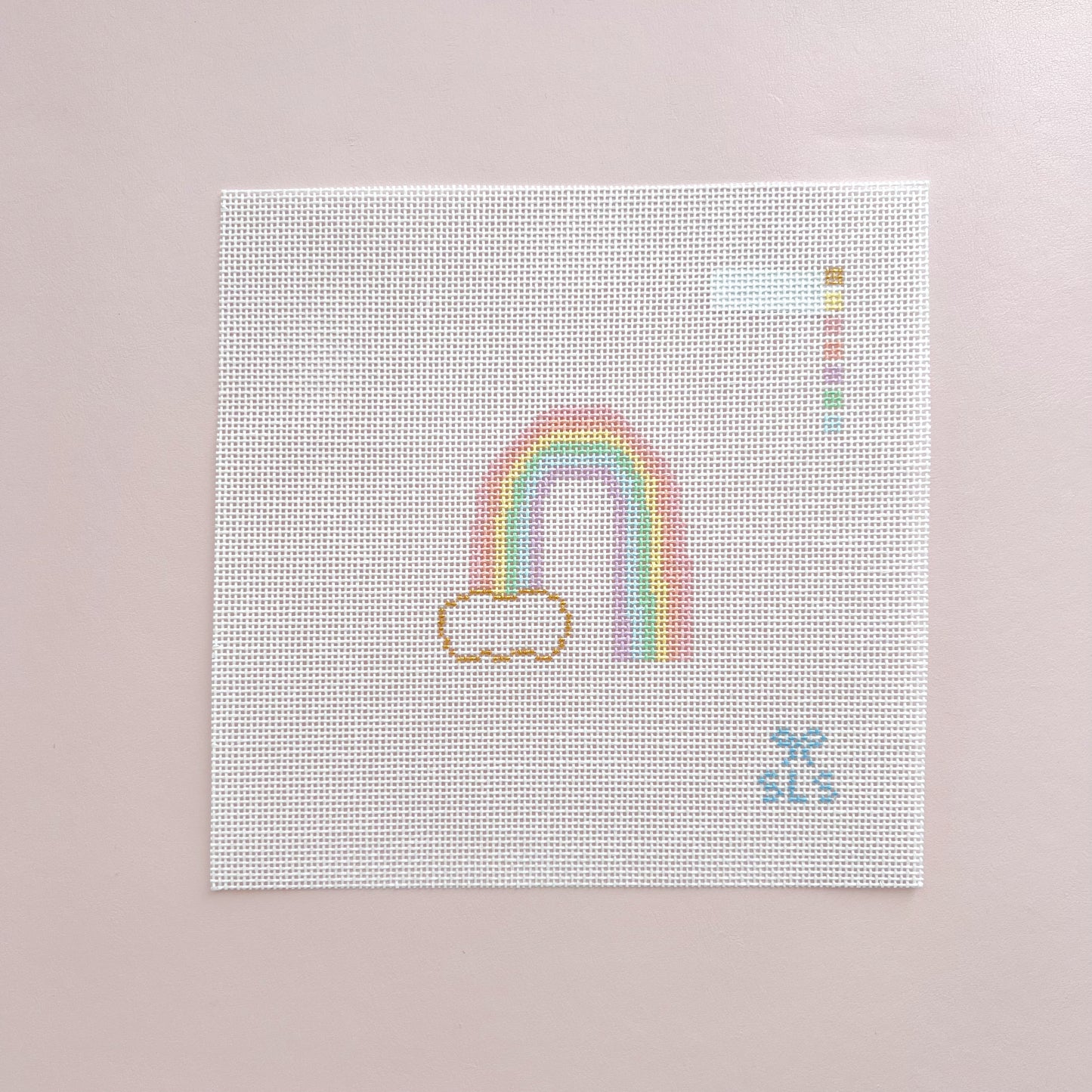Pastel Rainbow Mini Needlepoint Canvas, 18 mesh, 2.3" x 2.3" Design Size