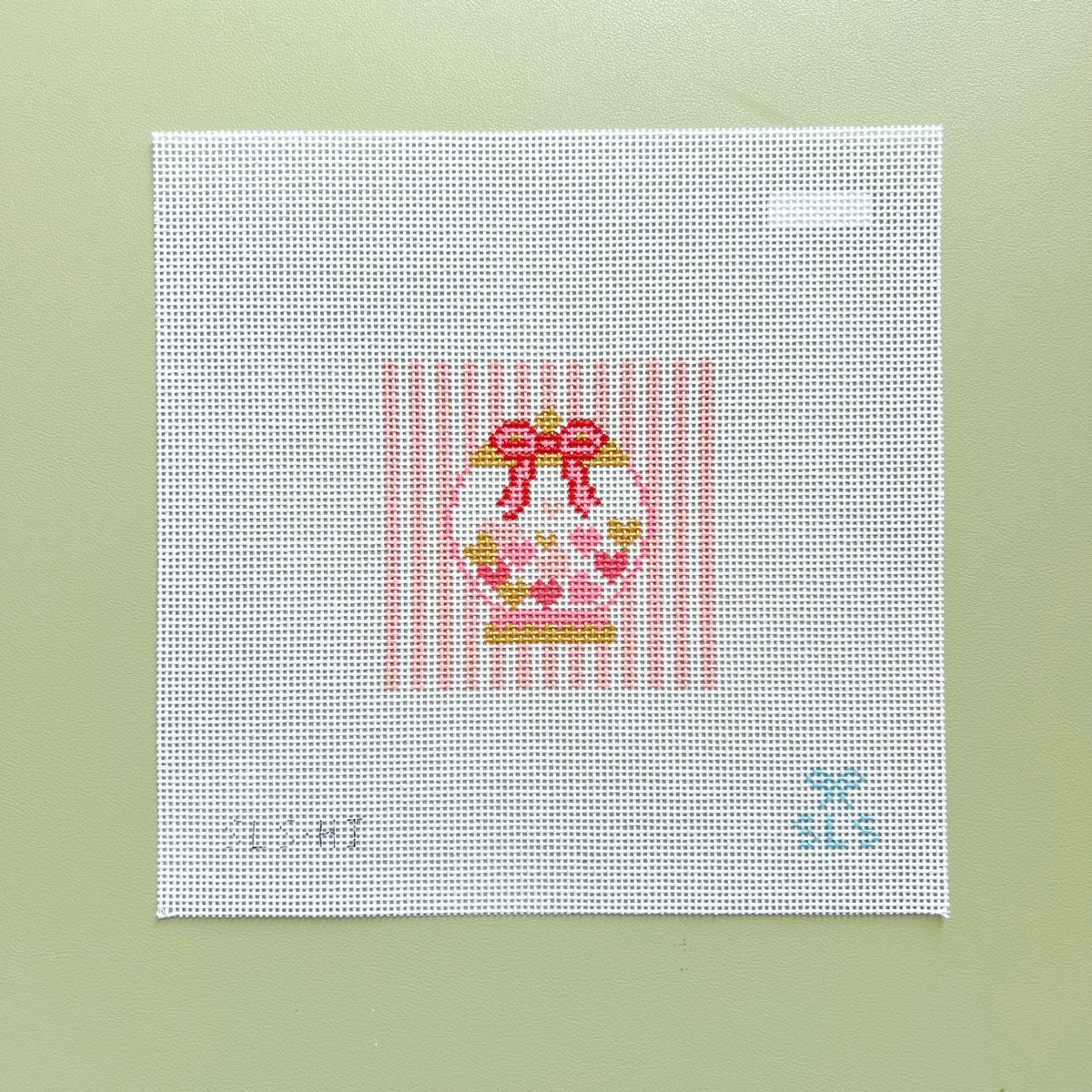Pink Heart Jar Needlepoint Canvas, 13 Mesh, 3.8"x3.8" Design Size