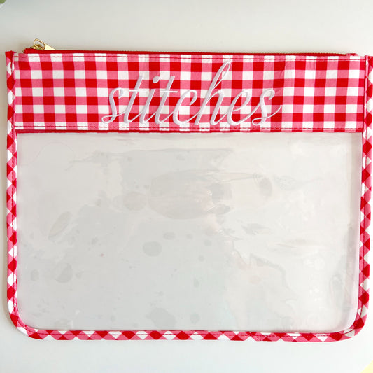 Stitches Red and Pink Gingham Project Bag