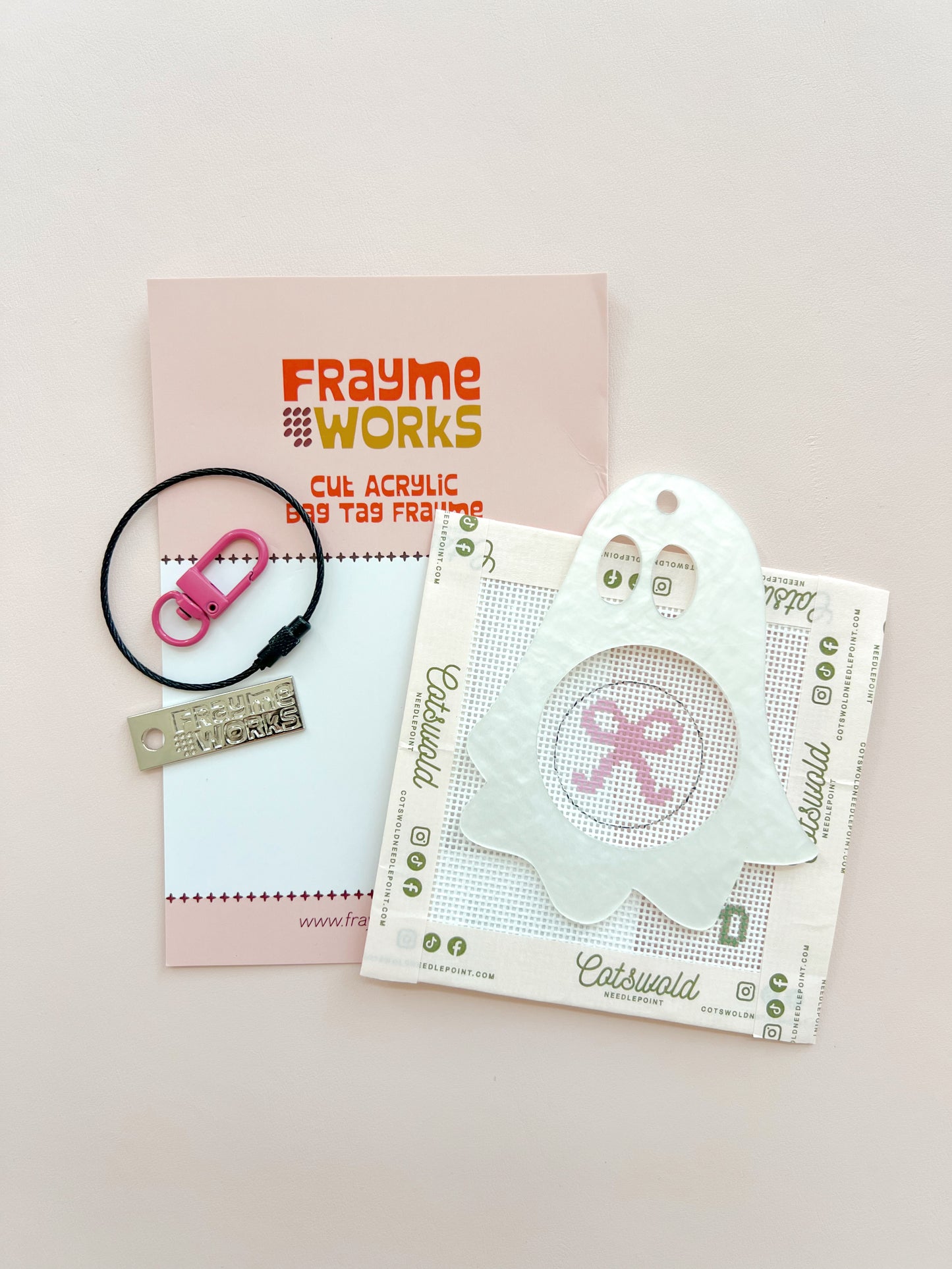 Pearl Ghost Acrylic Bag Tag Frame Finisher
