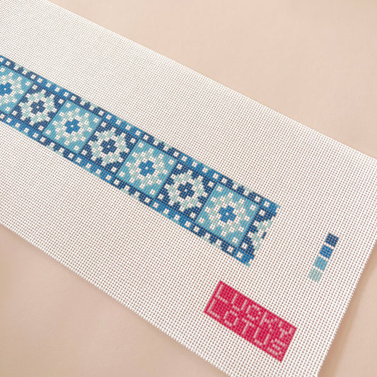 Blue Granny Squares Bookmark Needlepoint Canvas, 18 Mesh, 1.5" x 8" Design Size