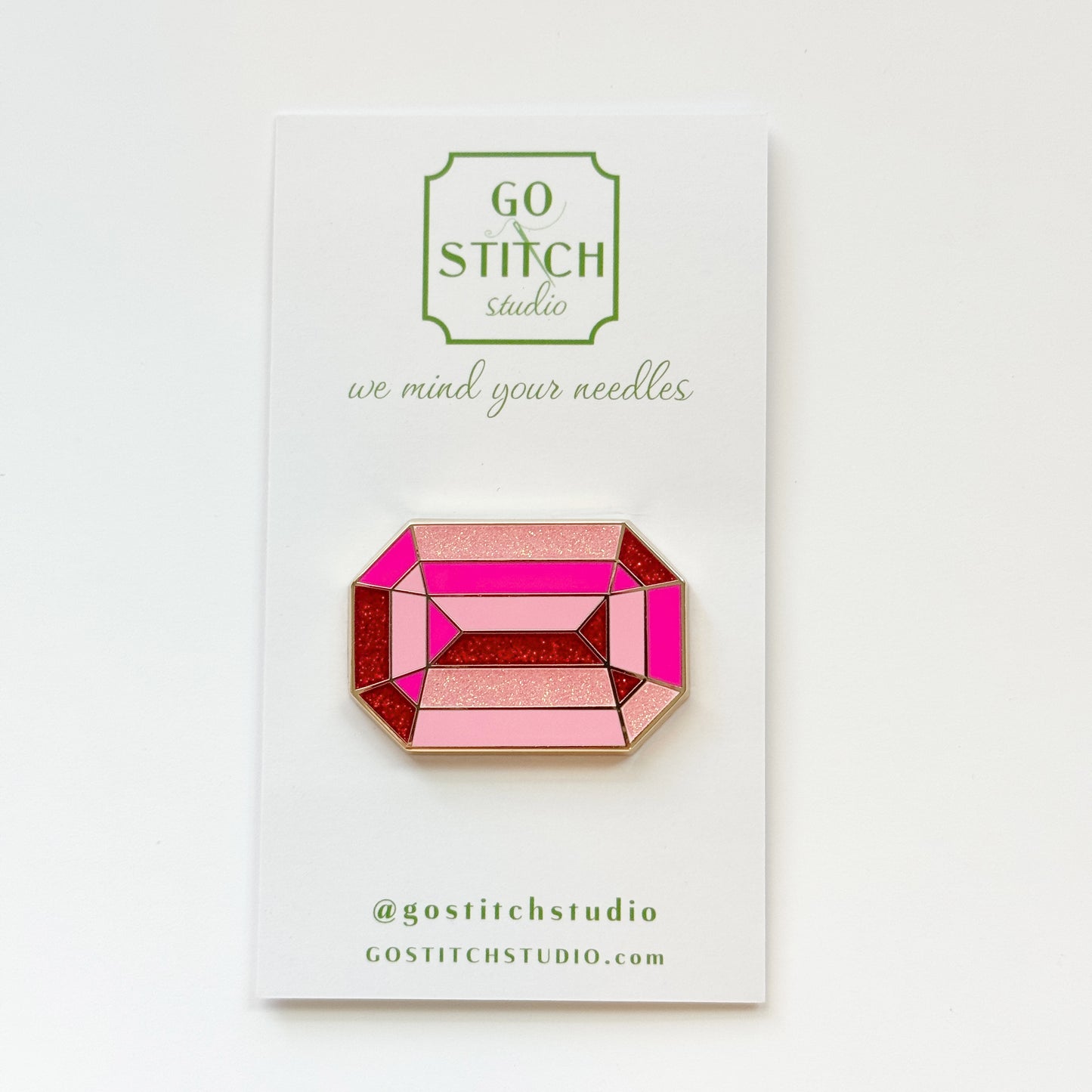 Sparkling Pink Gem Needleminder, Needlepoint Accessories