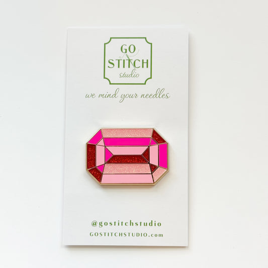 Sparkling Pink Gem Needleminder, Needlepoint Accessories
