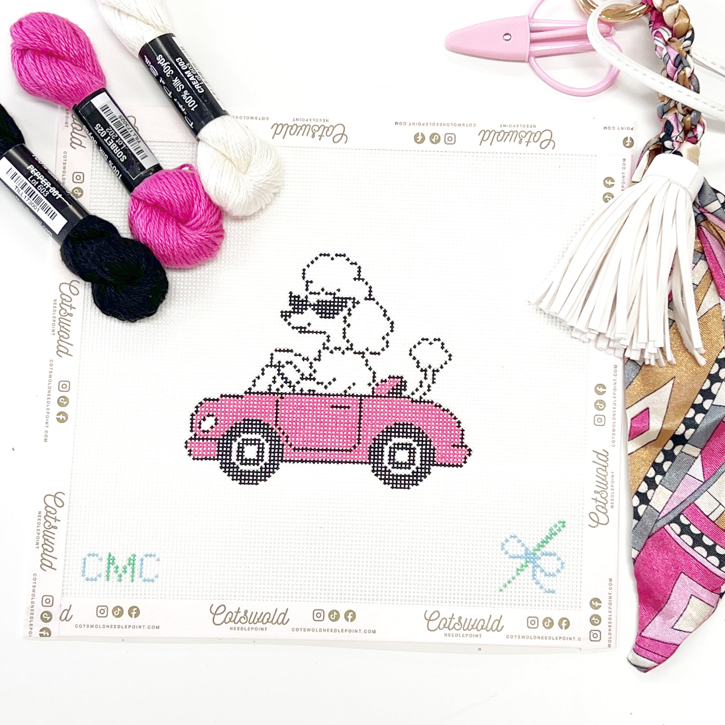 Poodle in Pink Convertible Needlepoint Canvas, Aesthetic Needlepoint Canvas, 18 Mesh, 4x3 Design