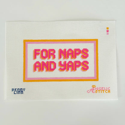 For Naps and Yaps Pillow Needlepoint Canvas, 13 mesh, 5" x 8.5"