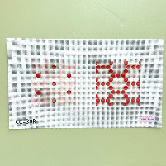 Red Bistro Tile Daisy Coaster Duo Needlepoint Canvas, 13 Mesh, 4"x4" Design Size