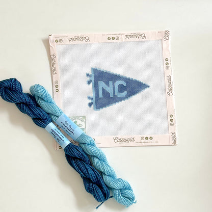 North Carolina Blue Pennant Flag Needlepoint Canvas, 18 Mesh, 3"x2.5" Design Size