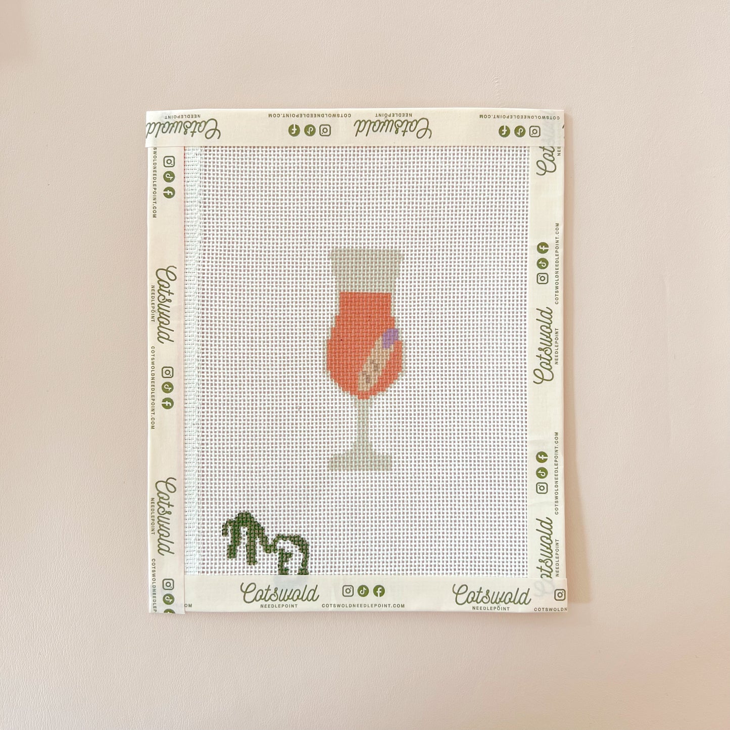 Orange Halloween Finger Cocktail Needlepoint Canvas, 18 mesh