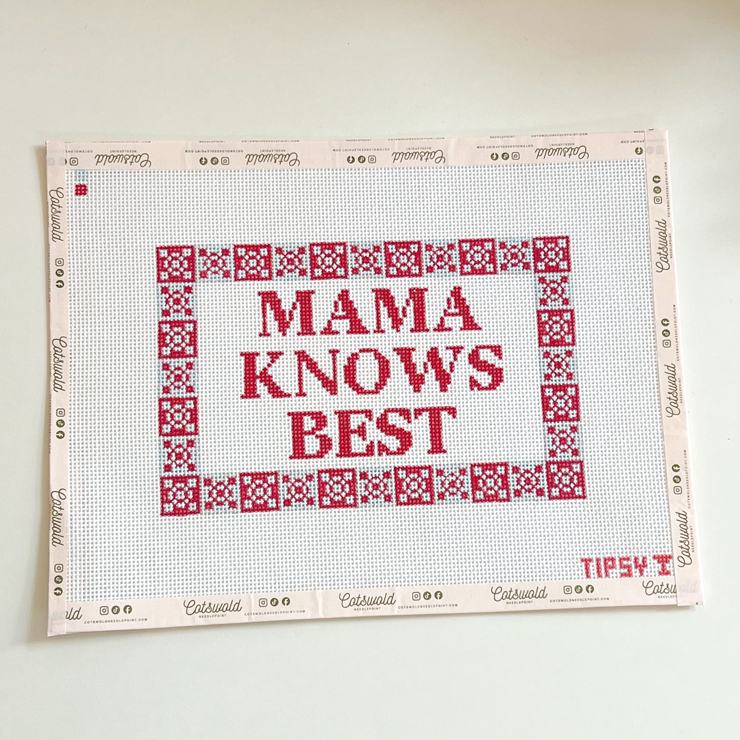 Mama Knows Best Sign Needlepoint Canvas, 13 Mesh, 12.5" x 9.25" Design Size