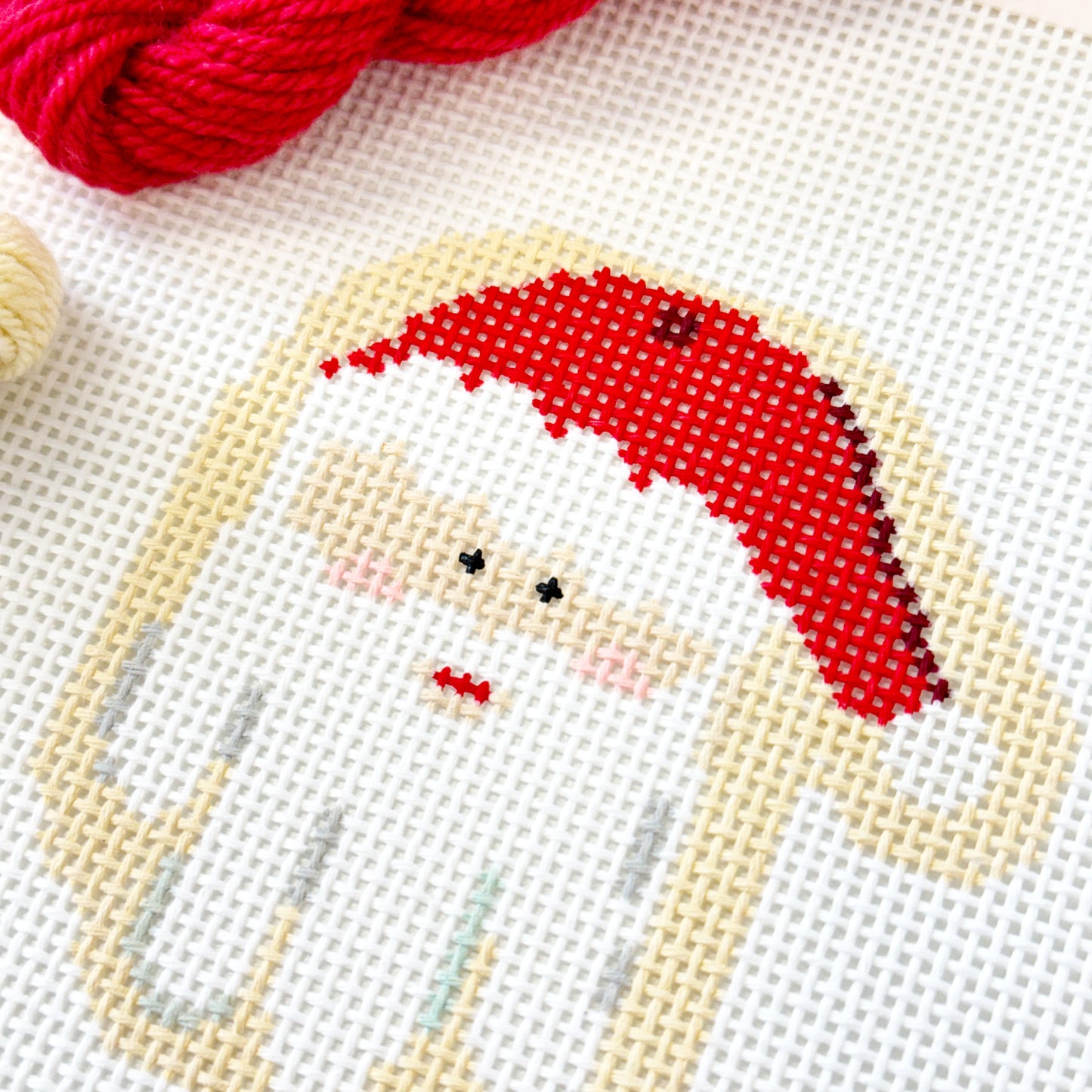 Santa Face Needlepoint Canvas, Christmas Needlepoint Ornament Canvas, Vintage Santa Needlepoint, 13 Mesh, 4x4 Design
