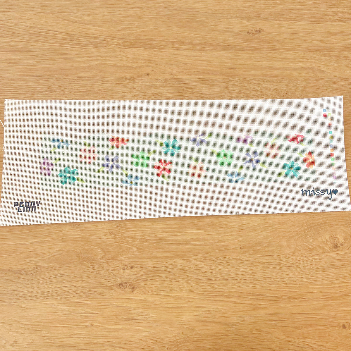 Floral Birthday Crown Needlepoint Canvas, 13 Mesh, 3.6" x 17.3" Design Size