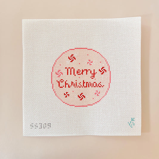 Pink Merry Christmas 13 Mesh Needlepoint Canvas