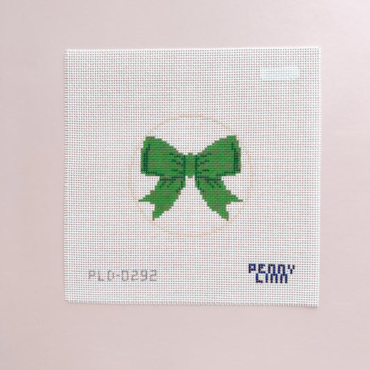 Green Bow Round Needlepoint Canvas, 13 Mesh, 4" x 4" Round Design Size