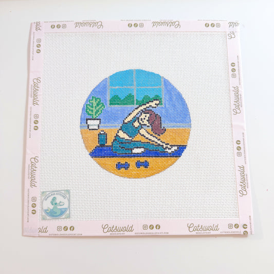 Yoga Needlepoint Ornament Canvas, 18 Mesh, 4x4 Design