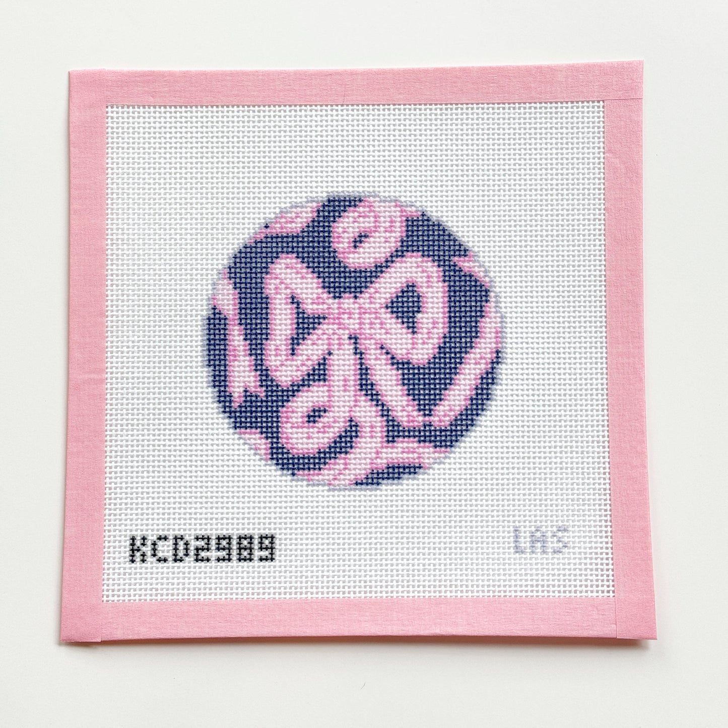 Coquette Bow Ornament Round Needlepoint Canvas
