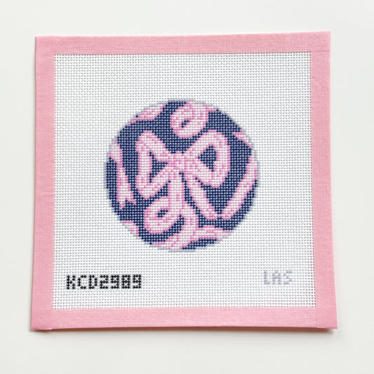 Coquette Bow Ornament Round Needlepoint Canvas