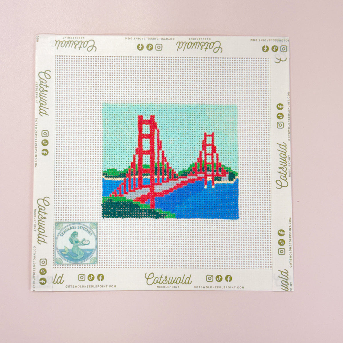 Golden gate Bridge San Fransisco Needlepoint Canvas, 18 mesh, 3.5x3.5 Design