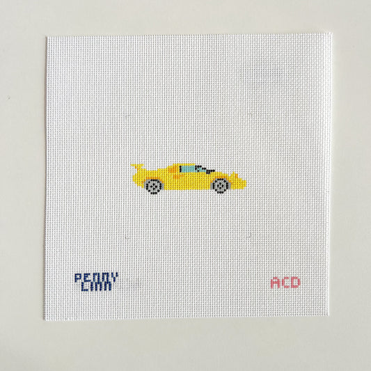 Vintage car - Yellow Lamborghini Contact, 18 mesh, 0.78" x 2.78" Design Size