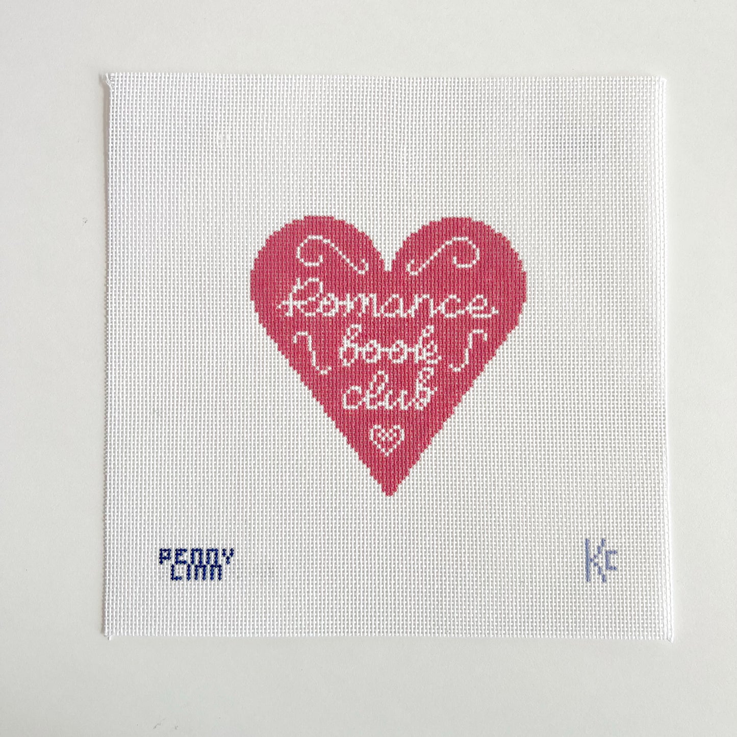 Romance Book Club Pink Heart Canvas, 18 Mesh, 4x4 Design Size