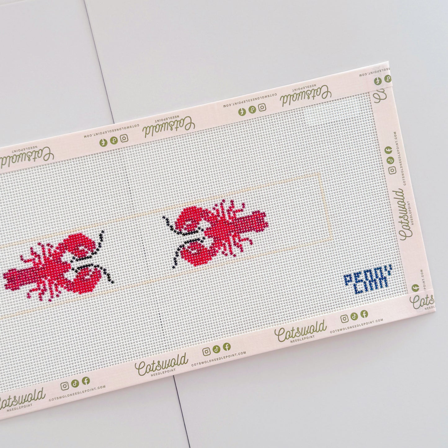 Lobsters Key Fob Needlepoint Canvas, 18 mesh, 1.22" x 8"