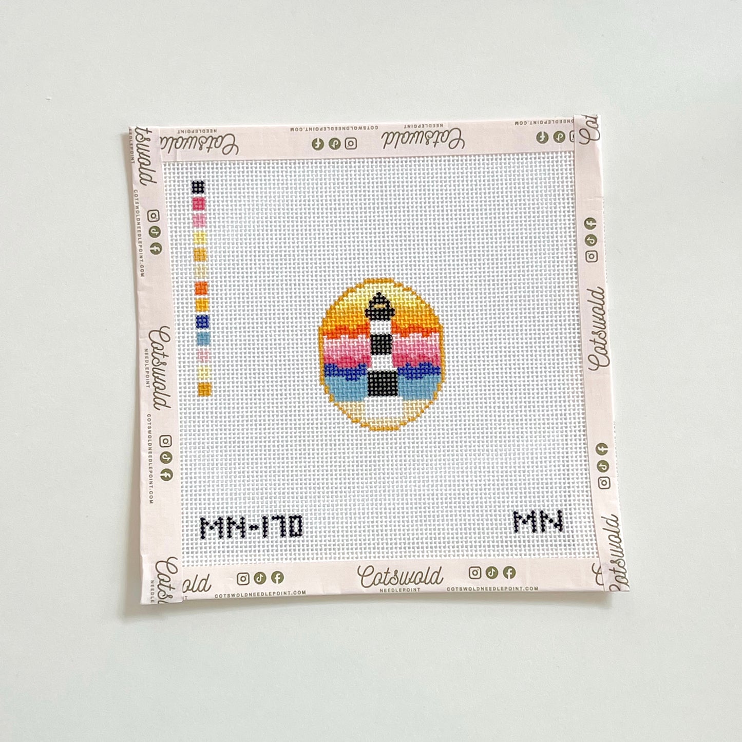 Bodie Island Lighthouse Mini Needlepoint Canvas, 18 Mesh, 1.6”x2” Design Size