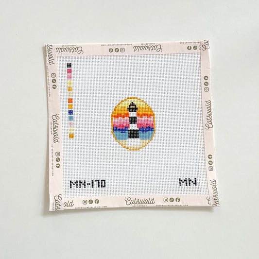 Bodie Island Lighthouse Mini Needlepoint Canvas, 18 Mesh, 1.6”x2” Design Size