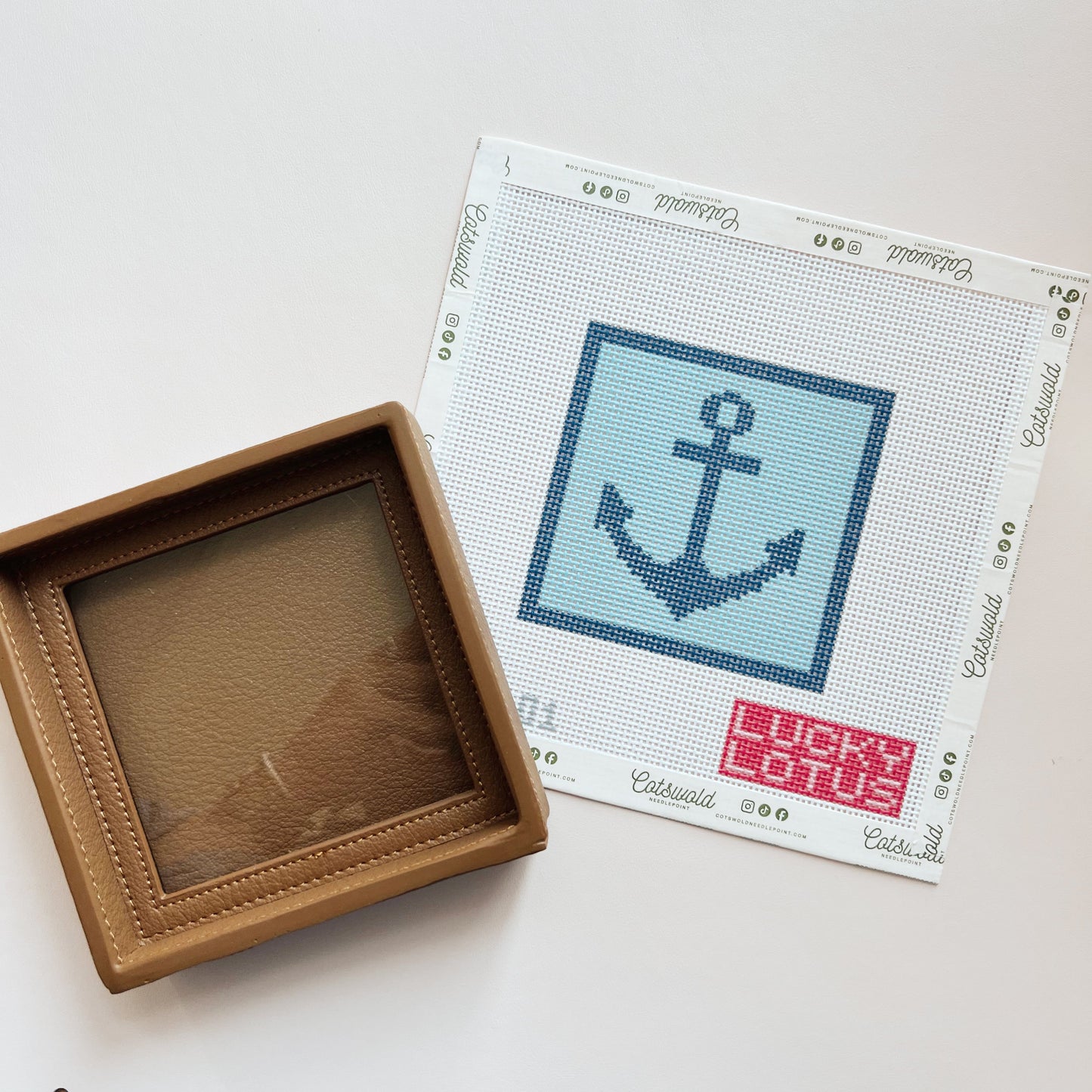 Interchangeable Needlepoint Leather Coaster