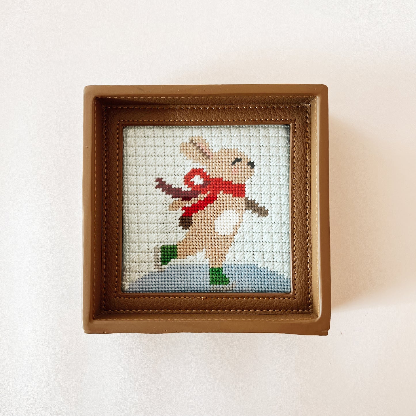 Interchangeable Needlepoint Leather Coaster
