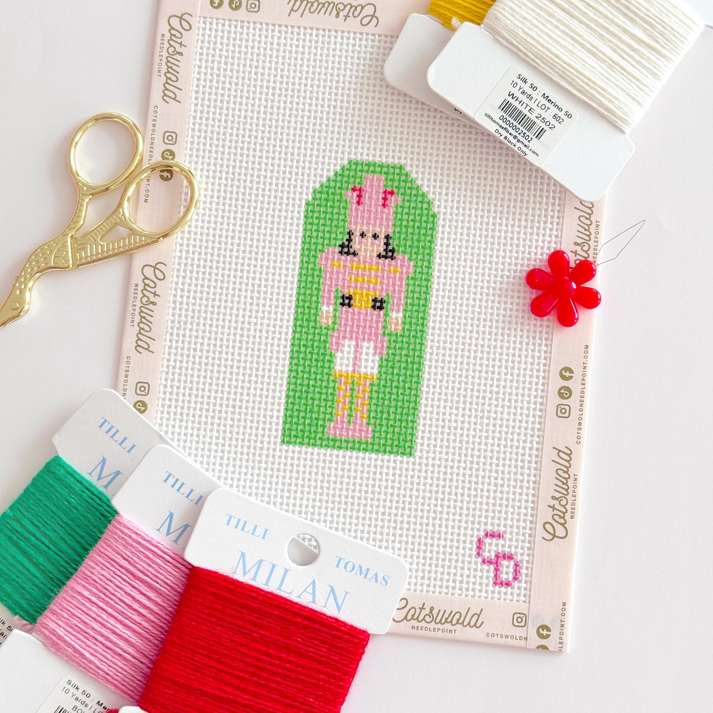 Hand Painted Nutcracker 3” Needepoint Canvas 13 Mesh Christmas Needlepoint Canvas Nutcracker Hand Painted