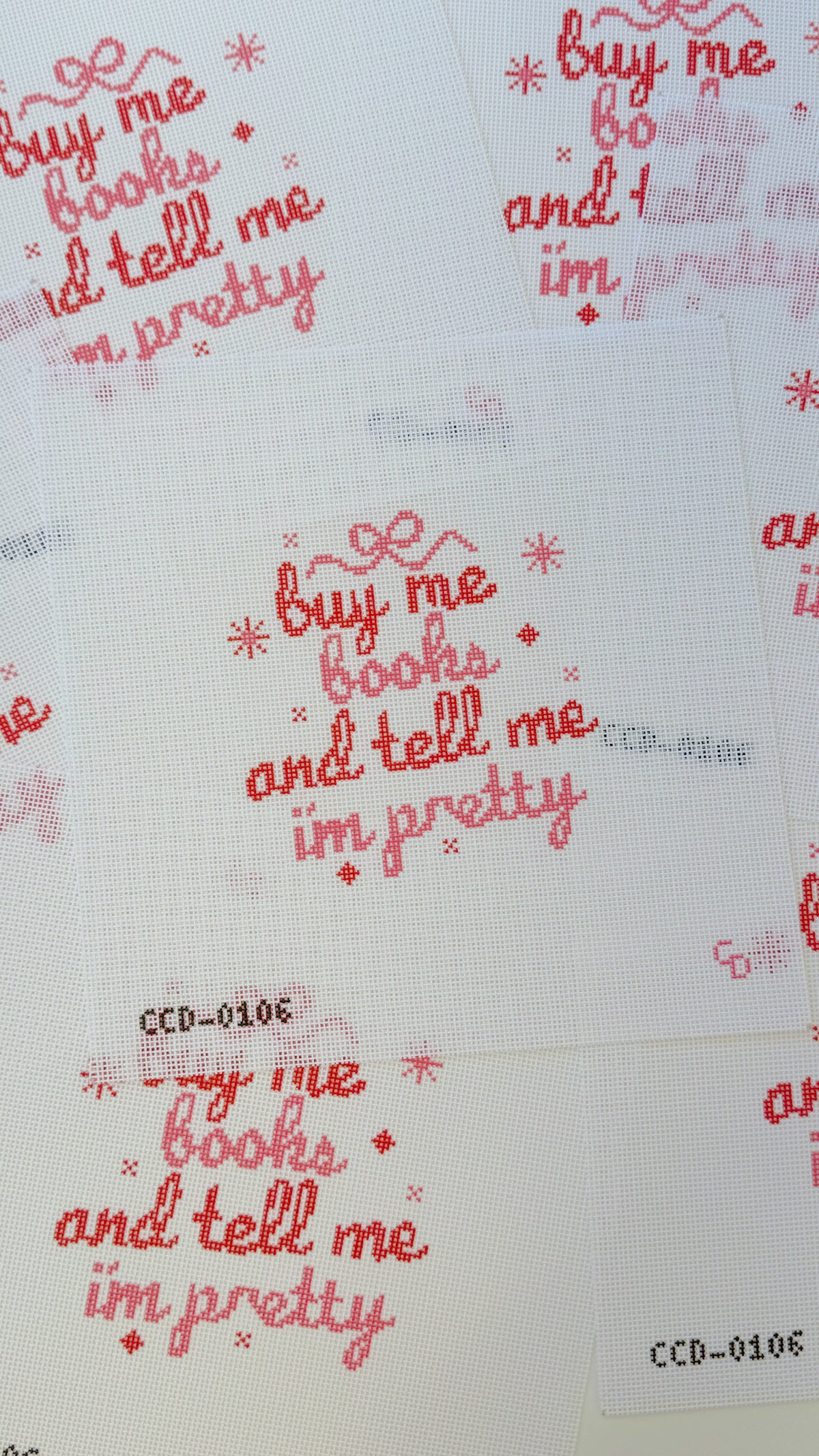 Buy Me Books and Tell Me I'm Pretty Needlepoint Canvas, 18 Mesh, 5x5 Design Size