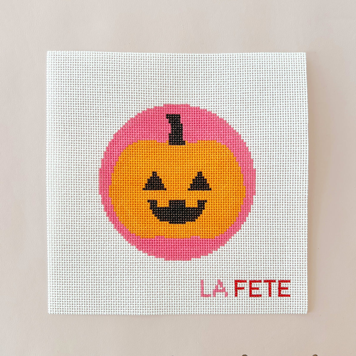 Pumpkin Halloween Round Needlepoint Canvas, 13 Mesh, 5" Round