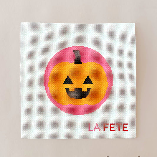 Pumpkin Halloween Round Needlepoint Canvas, 13 Mesh, 5" Round