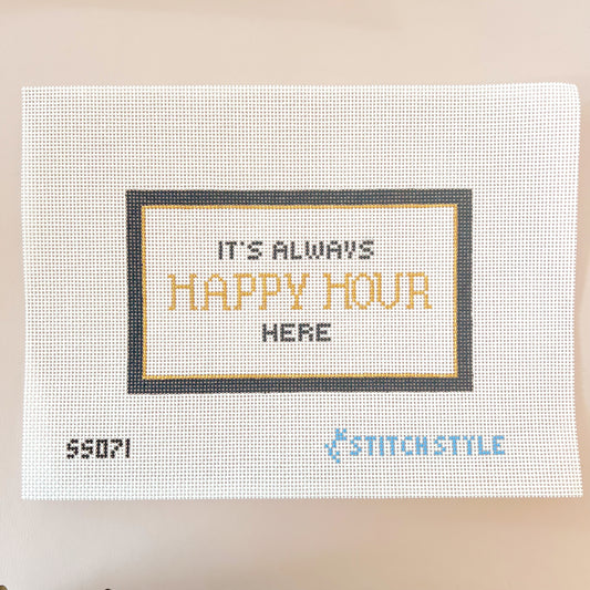 It's always happy hour here Needlepoint Canvas, 13 Mesh