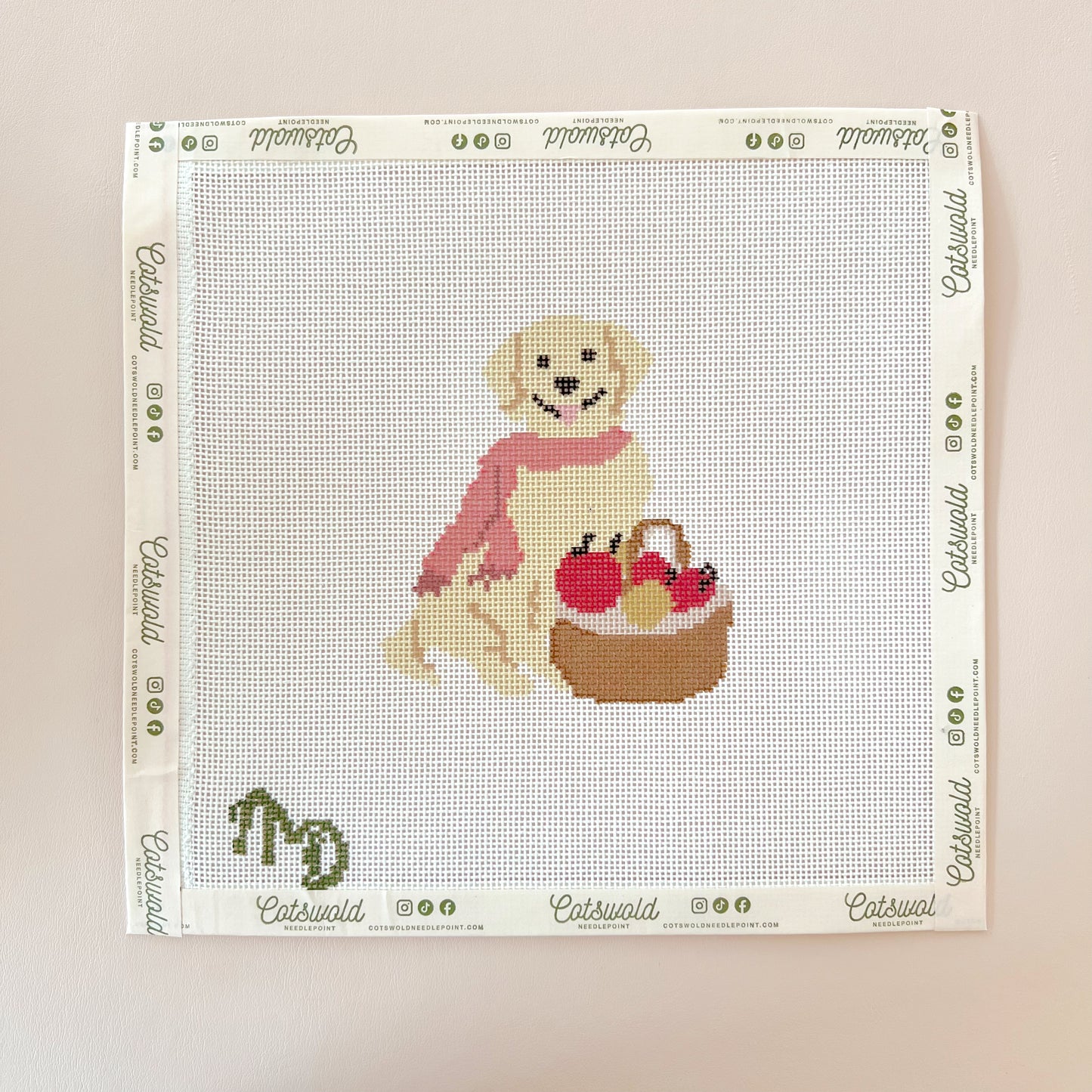 Sonny Fall Golden Retriever with Scarf Needlepoint Canvas, 18 Mesh