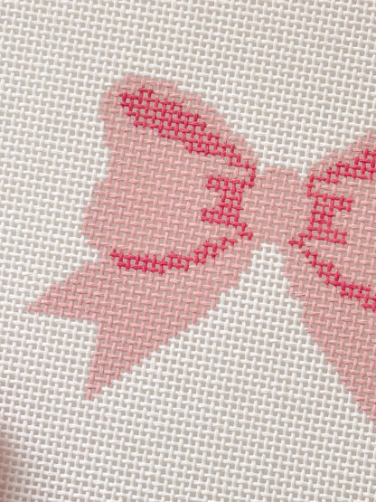 Aesthetic Pink Bow Coquette Needlepoint Canvas, 13 Mesh Bow Beginner Needlepoint Canvas, 2"x4" Bow Canvas