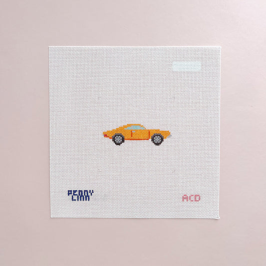 Vintage Orange Dodge Charger Needlepoint Canvas, 18 Mesh, 0.89" x 2.83" Design Size