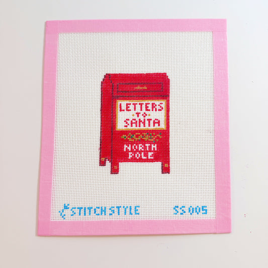 Letters to Santa Mailbox Needlepoint Canvas, 18 Mesh, 4x4 Design
