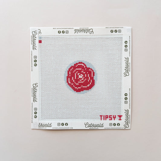 Pink Peony Mini Needlepoint Canvas, 18 Mesh, 2"x2" Design size