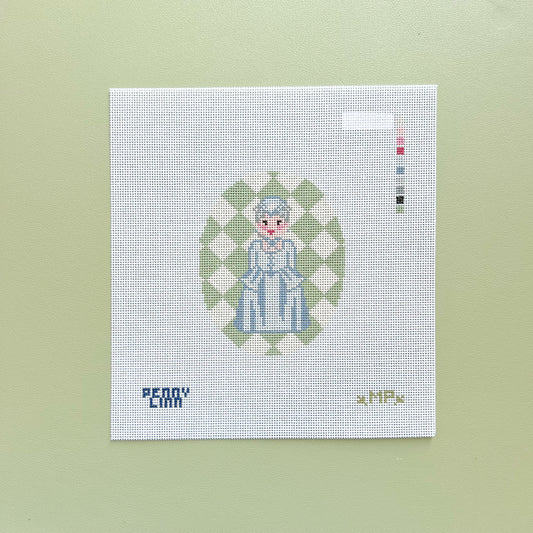 Marie Antionette In Blue Needlepoint Canvas, 18 Mesh, 4.2"x3.3" Design Size