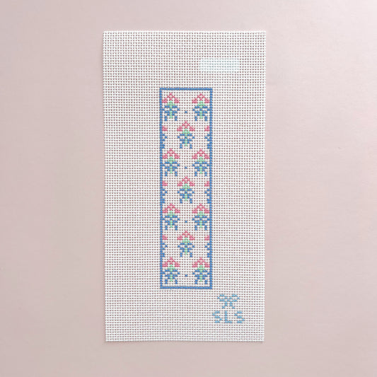 Pink Bouquet Bookmark Needlepoint Canvas, 13 Mesh,  6.1" x 1.6" Design Size