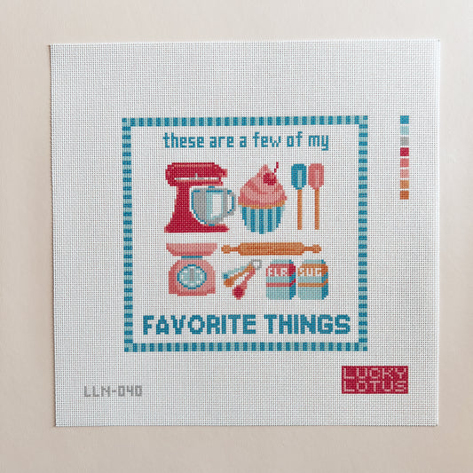 These Are a Few of My Favorite Things Baking Needlepoint Canvas, 18 Mesh,  6.3" x 6.1"  Design Size