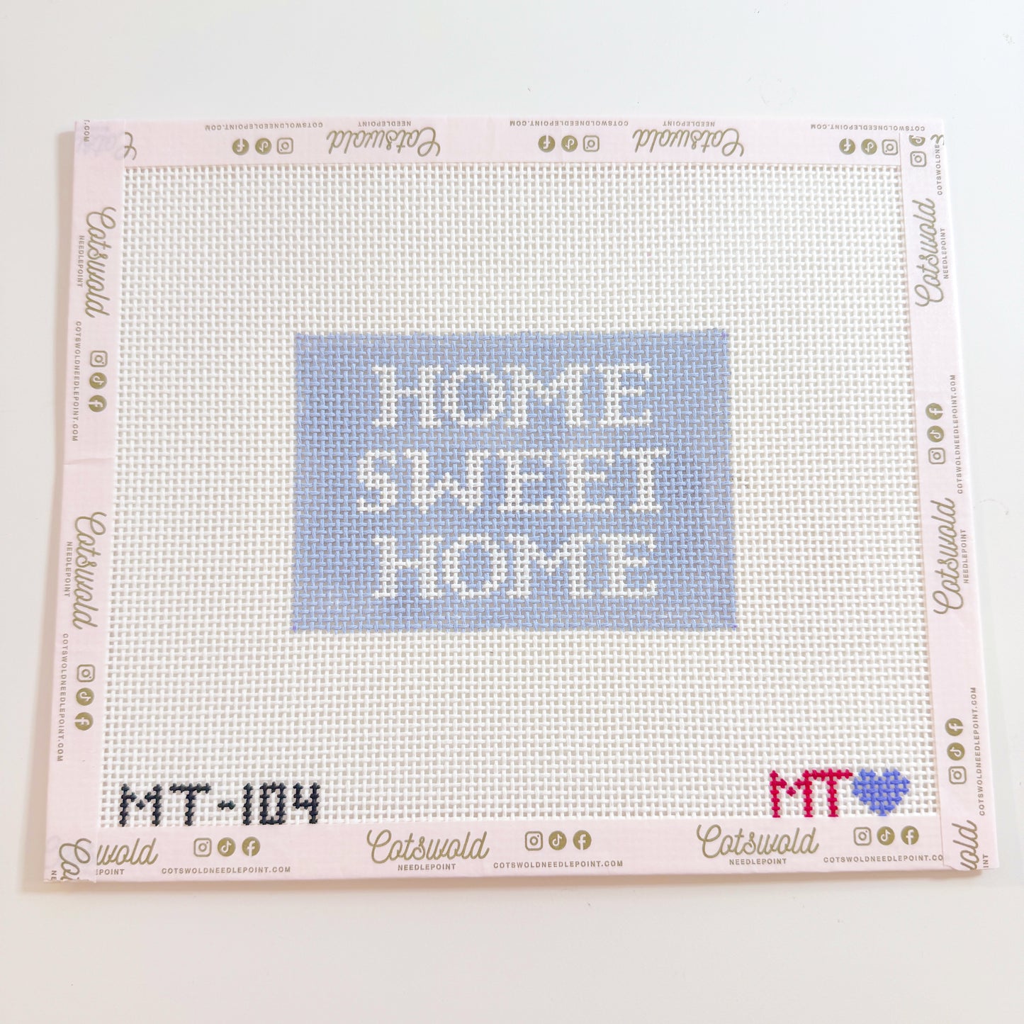 Home Sweet Home Blue Sign Needlepoint Canvas, 13 Mesh, 4x3 Design