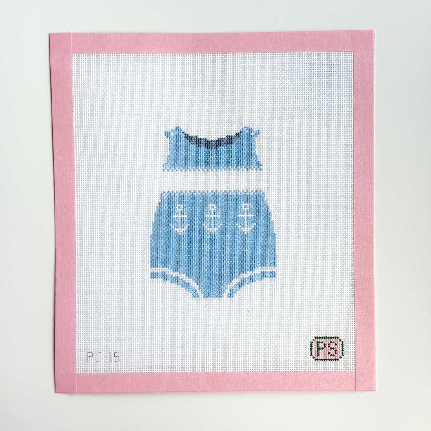 Baby Boy Bubble Nautical Outfit Needlepoint Canvas, Baby Outfit Needlepoint Canvas, 4.5x3 design, 18 mesh