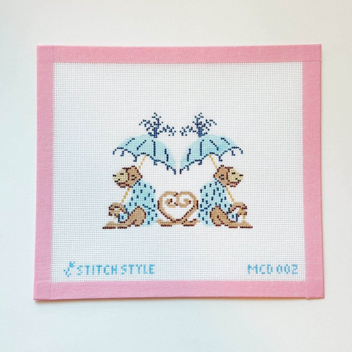 Monkeys with Parasols Needlepoint Canvas, Grand Millennial Needlepoint Canvas, 18 Mesh, 4x4 Design