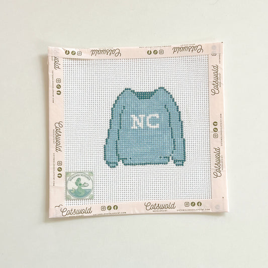 North Carolina Sweater in Blue, 13 Mesh, 3" x3" Design Size